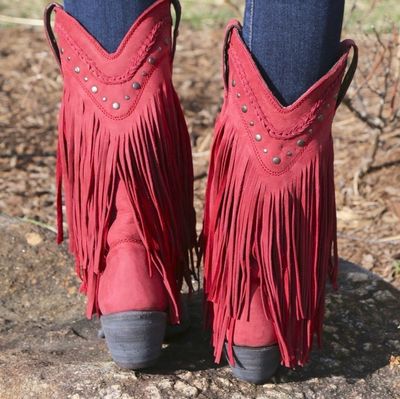 Liberty Black Vegas Fringe Boots-Wine