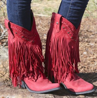 Liberty Black Vegas Fringe Boots-Wine