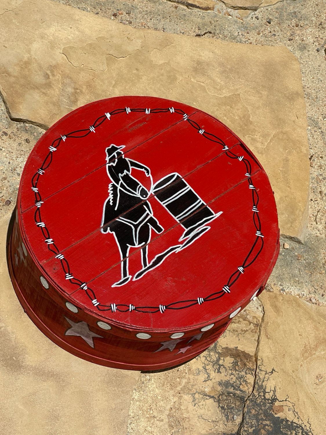 Antique Wooden Cheese Box-barrel racer