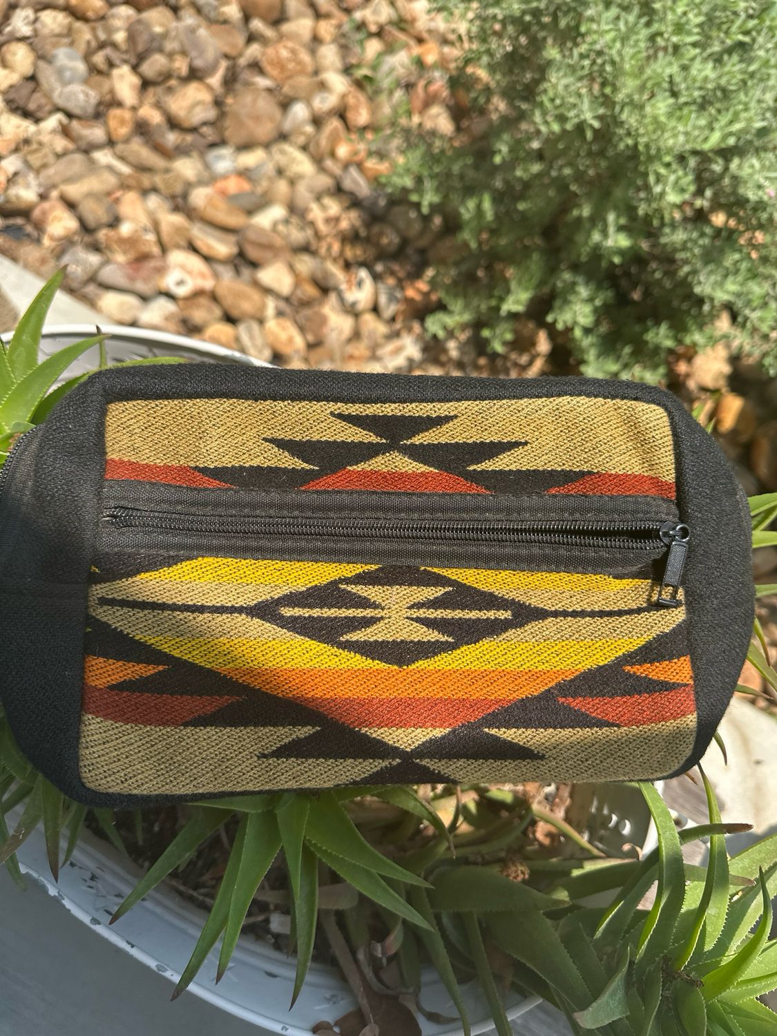 Native Zipper Bag-brown/yellow