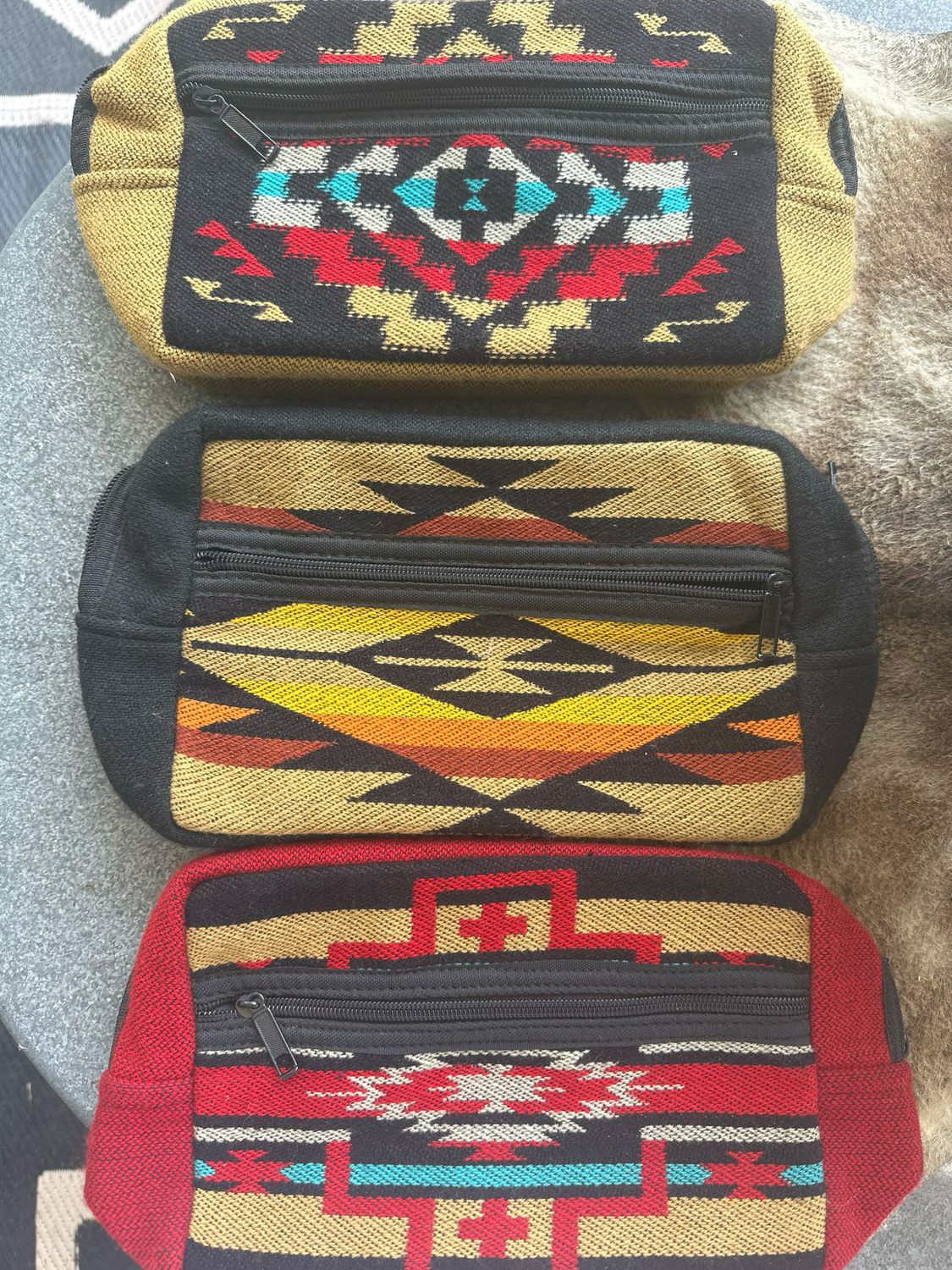 Native Zipper Bag-tan/red/turquoise