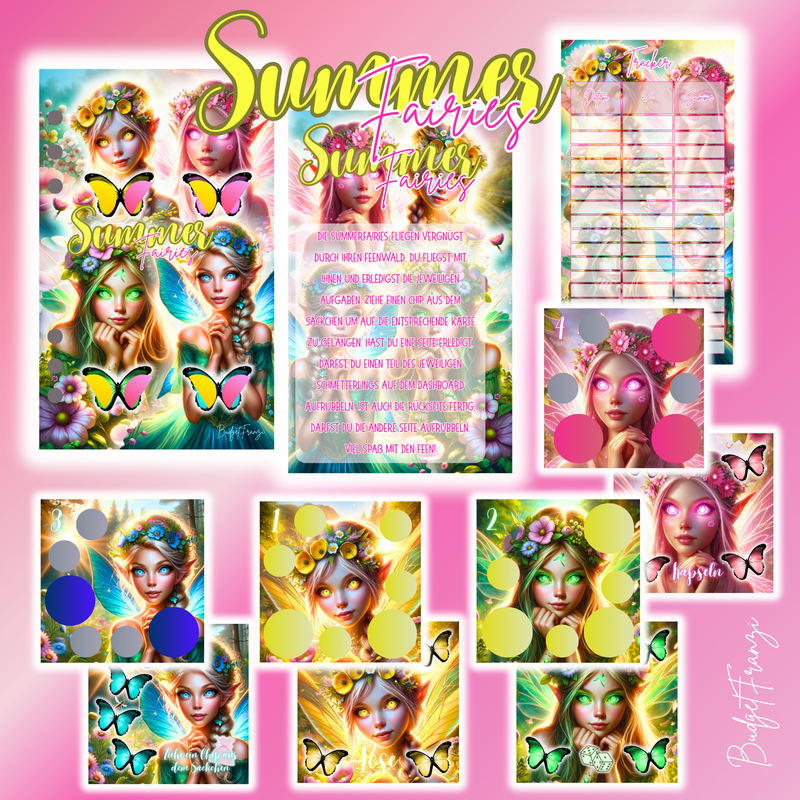 Sparspiel Summer Fairies mit viel Zubehör und Aktionen Budget großes Sparspiel A6 Binder