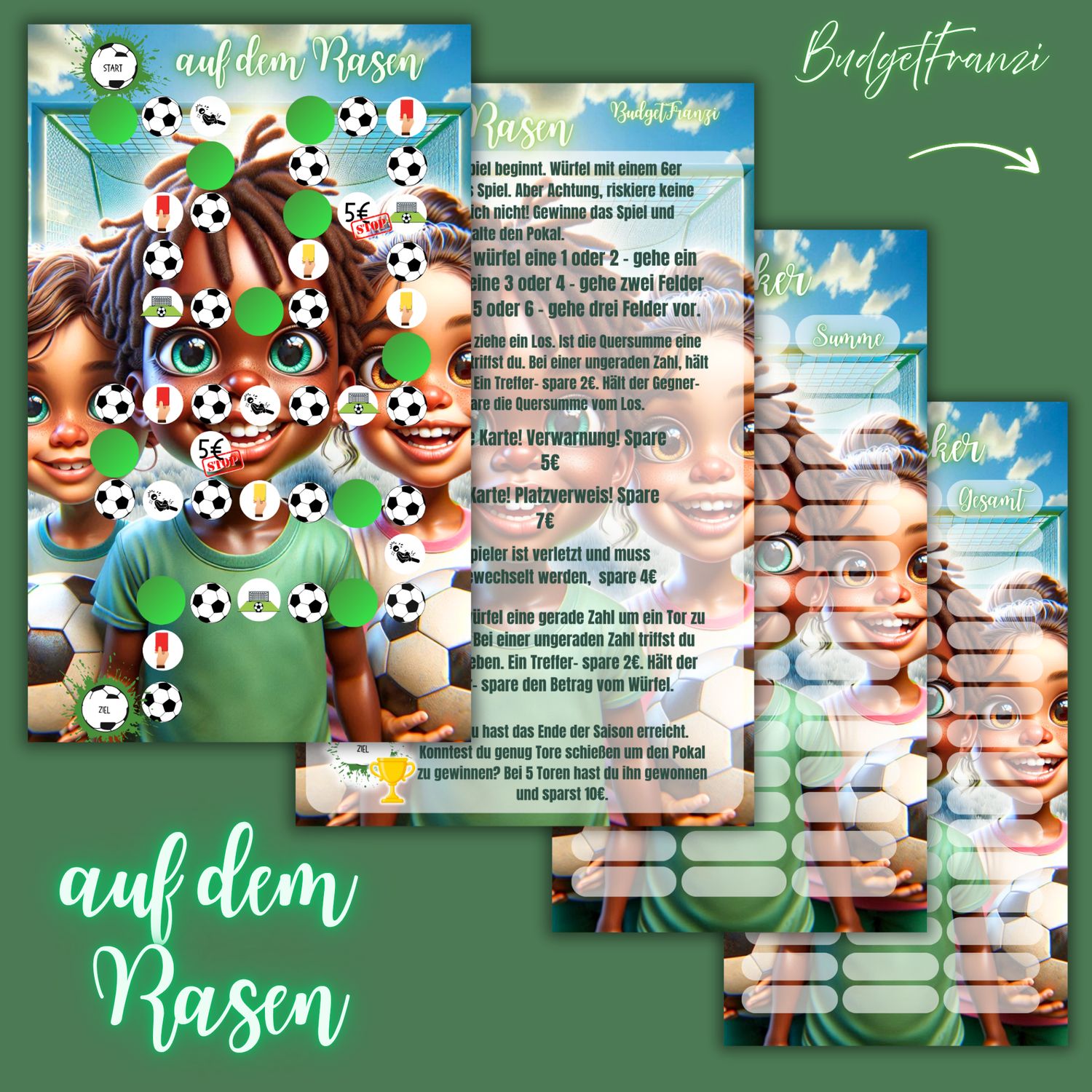 Sparspiel Fußball- auf dem Rasen - mit viel Zubehör