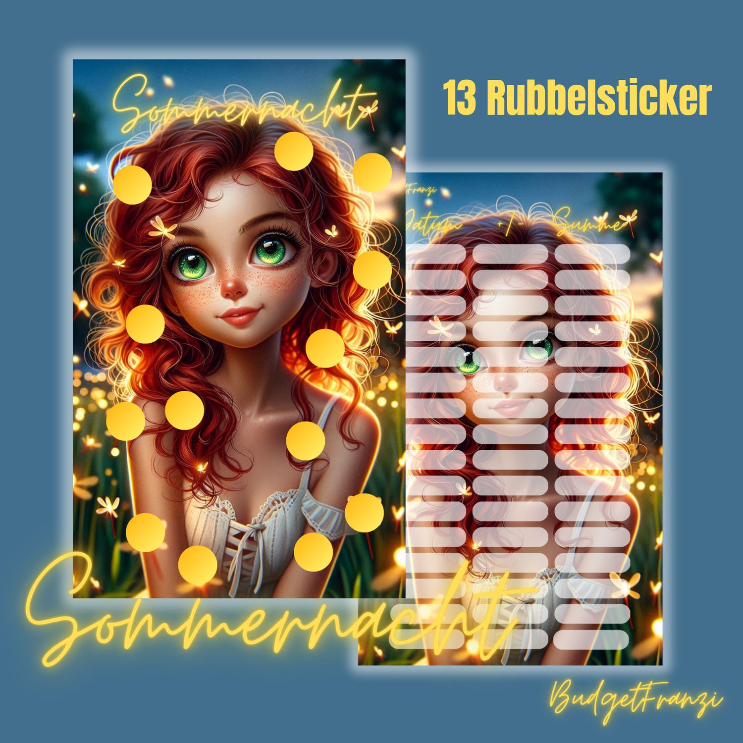 Gelochte Sparchallenge Sommernacht Budget Sparspiel A6 Binder