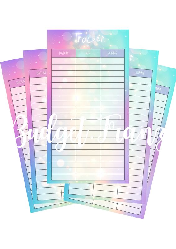 5er Set Budget Tracker A6 Binder beidseitig bedruckt und foliert Umschlagmethode