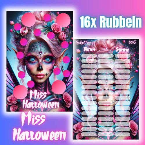 Gelochte Sparchallenge Miss Halloween Budget Sparspiel A6 Binder