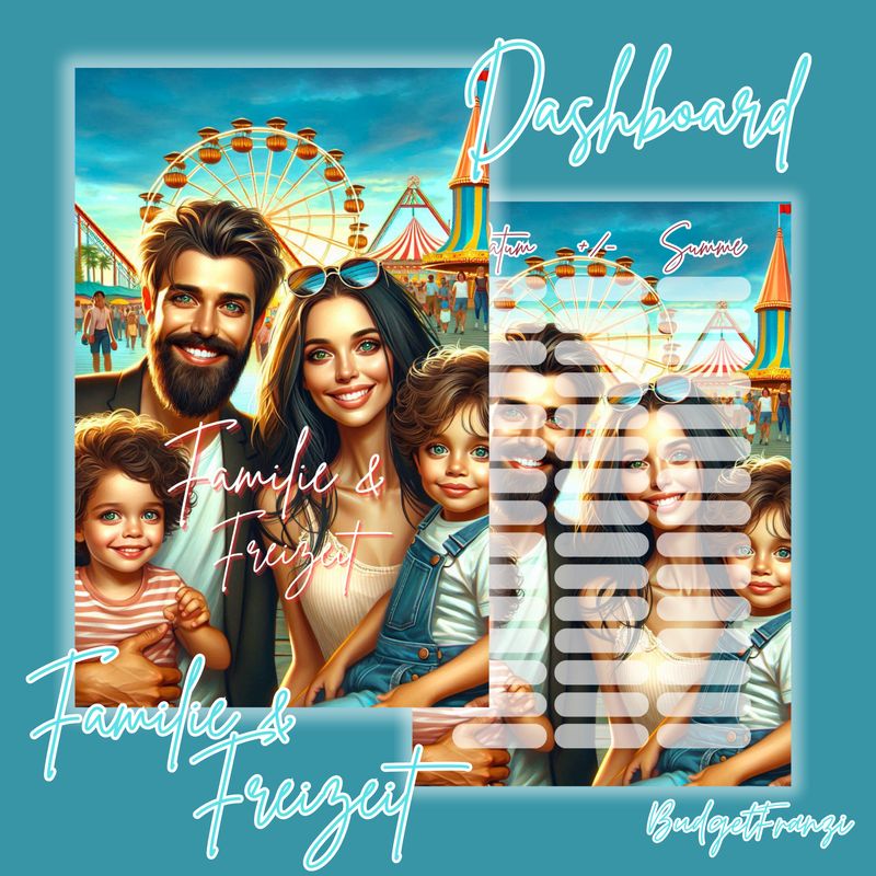 Dashboard Familie und Freizeit Deckblatt Trennblatt Budget für den A6 Binder gedruckt mit Tracker Budgetieren Umschlagmethode