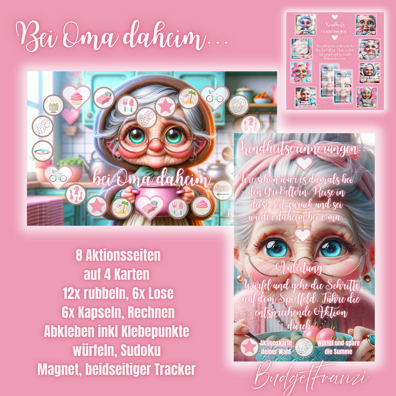 Sparspiel bei Oma daheim... mit viel Zubehör und Aktionen Budget großes Sparspiel A6 Binder