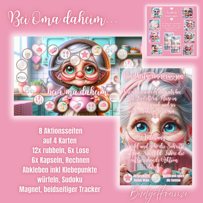 Sparspiel bei Oma daheim... mit viel Zubehör und Aktionen Budget großes Sparspiel A6 Binder