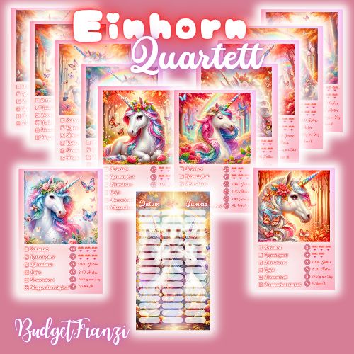Sparspiel Einhorn Quartett Budget großes Sparspiel A6 Binder