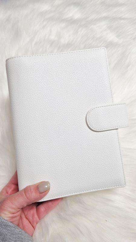 Budget Franzi Deluxe Binder grobe Struktur A6 große Ringe 3cm weiß Winterbinder