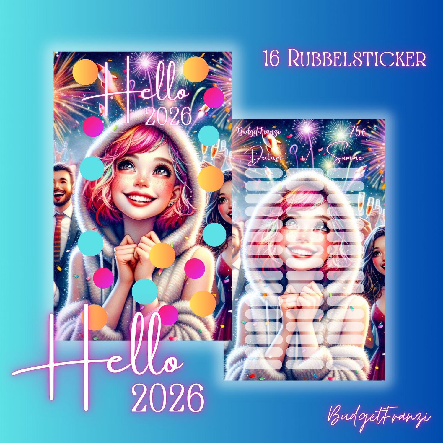 Gelochte Sparchallenge Hello 2026 Budget Sparspiel A6 Binder