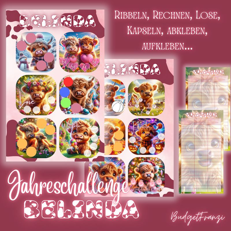 Sparspiel Jahreschallenge Belinda Budget großes Sparspiel A6 Binder