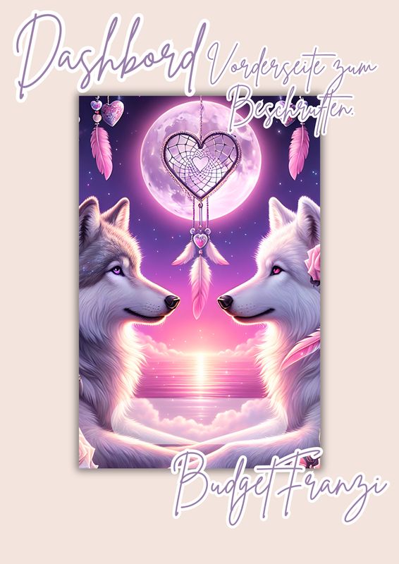 Dashboard Deckblatt Trennblatt Forever Love Wolf für den A6 Binder gedruckt mit Tracker Budgetieren Umschlagmethode
