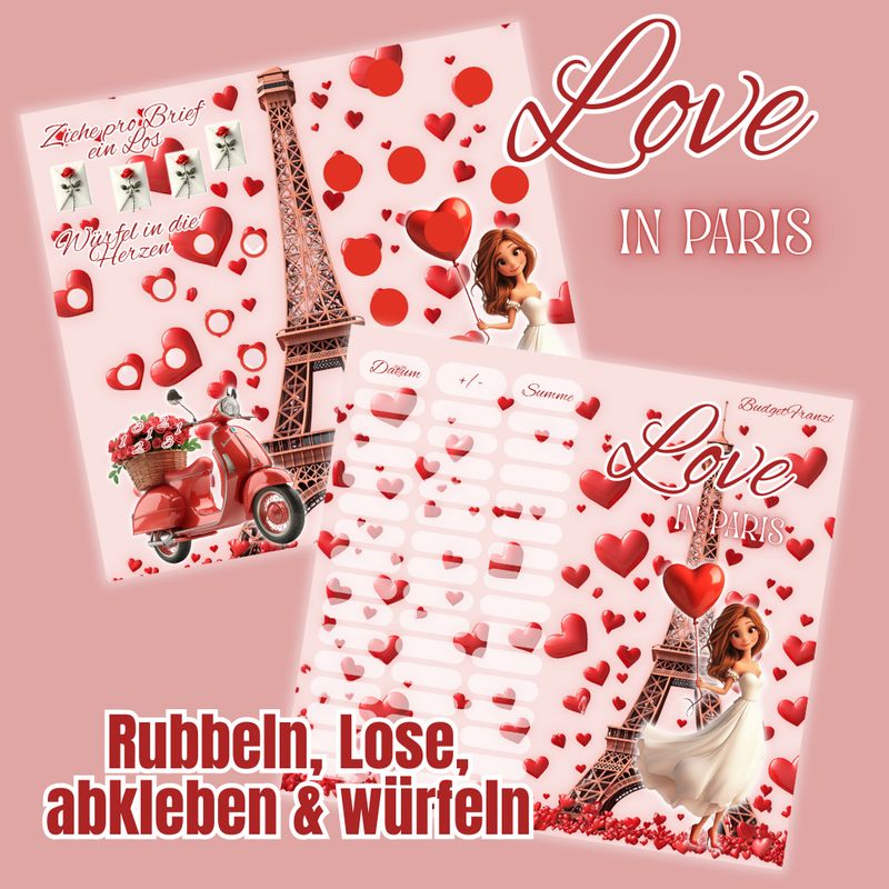 Klappkarte Love in Paris Sparspiel Sparchallenge A6 Binder