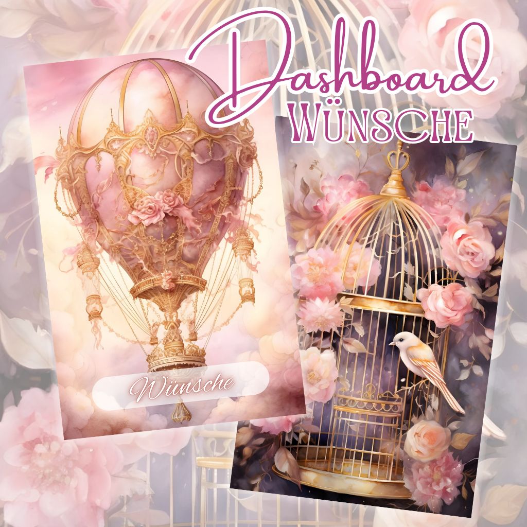 Dashboard Wünsche rosa Deckblatt Trennblatt Budget für den A6 Binder gedruckt mit Tracker Budgetieren Umschlagmethode