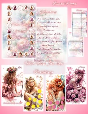 Sparspiel Vier Feen für den Frühling und Aktionen Budget Sparspiel A6 Binder