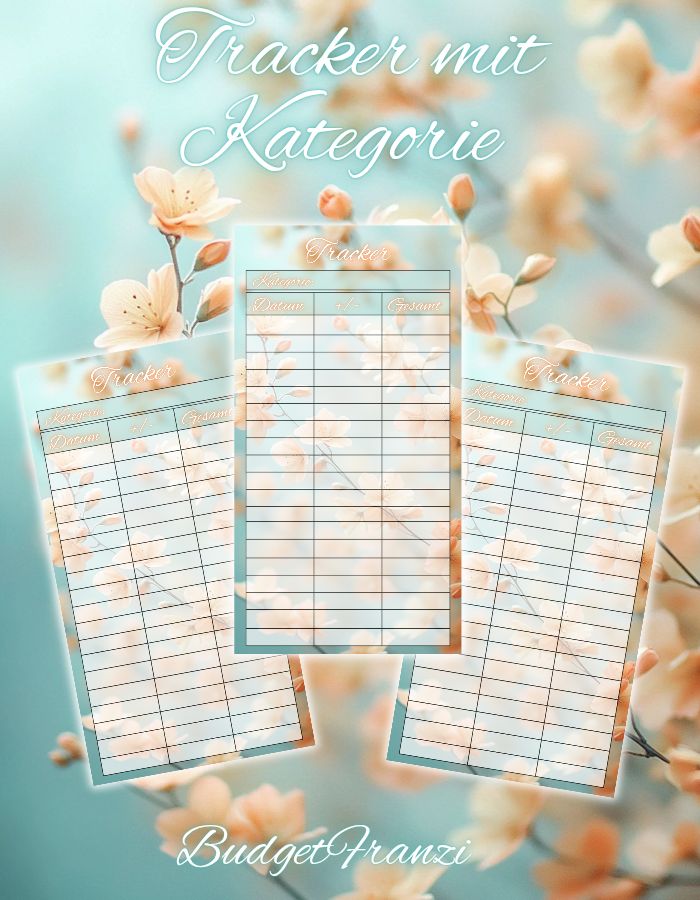 10er Set Blumen Budget Tracker A6 Binder beidseitig bedruckt und matt foliert Umschlagmethode