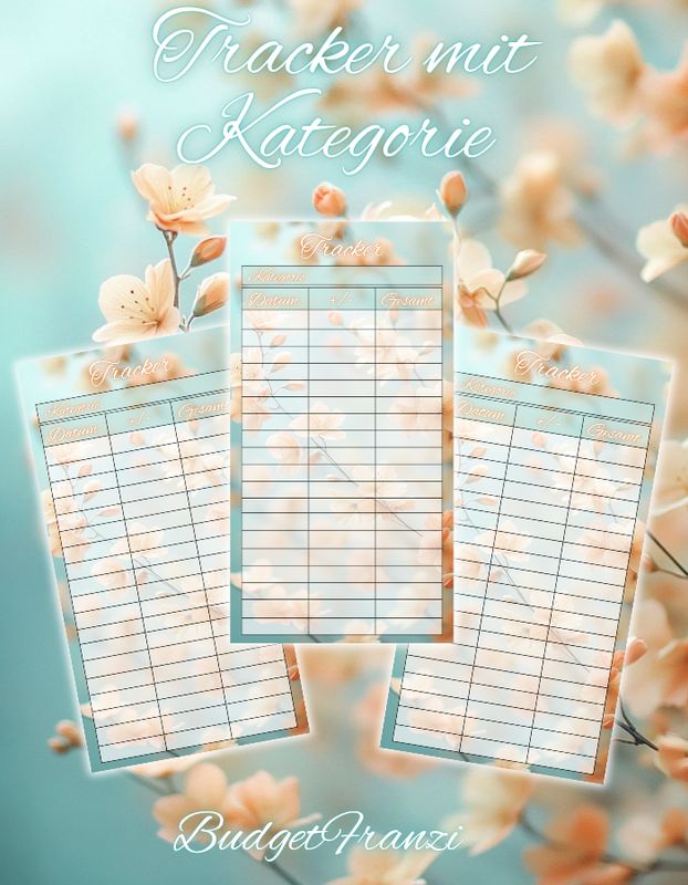 10er Set Blumen Budget Tracker A6 Binder beidseitig bedruckt und matt foliert Umschlagmethode