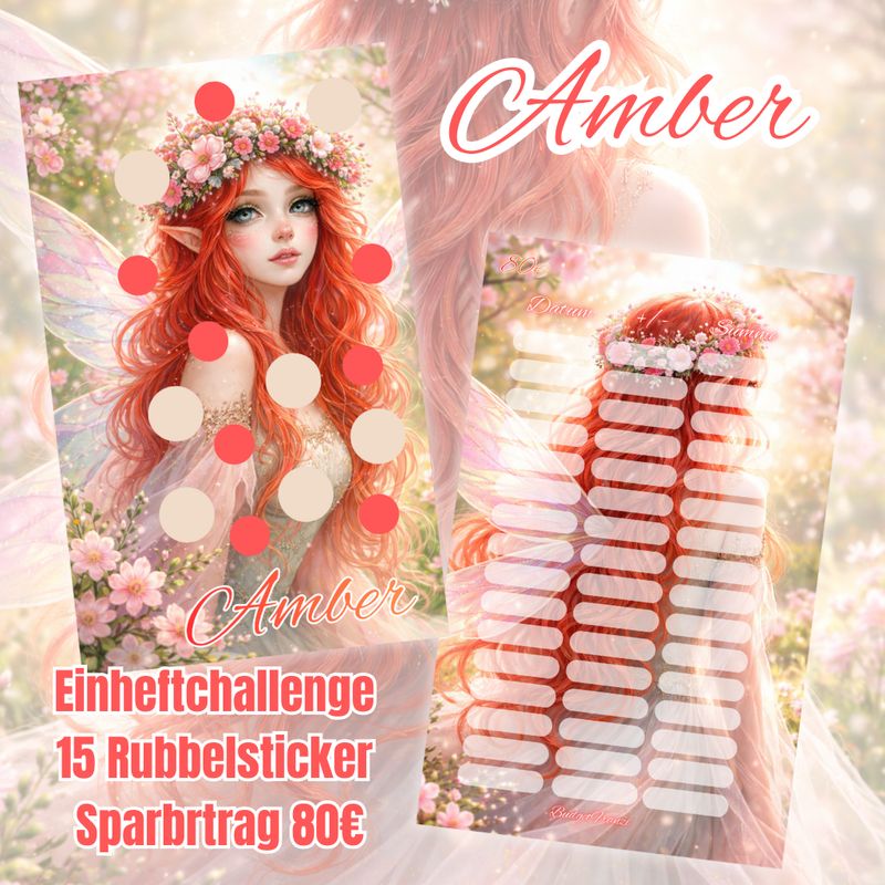Gelochte Sparchallenge Amber Sparspiel A6 Binder