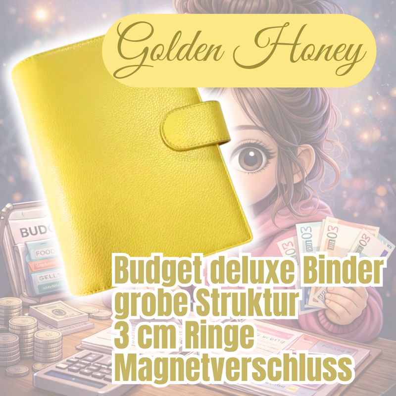 Golden Honey Budget Franzi Deluxe Binder grobe Struktur A6 große Ringe 3cm gelb