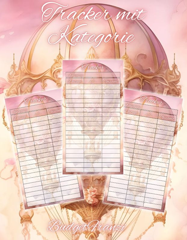 10er Set Frühling rosa Budget Tracker A6 Binder beidseitig bedruckt und matt foliert Umschlagmethode