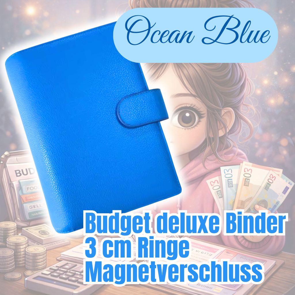 Ocean Blue Budget Franzi Deluxe Binder grobe Struktur A6 große Ringe 3cm blau