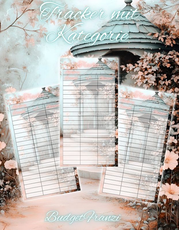 10er Set Frühling mint rosa Budget Tracker A6 Binder beidseitig bedruckt und matt foliert Umschlagmethode