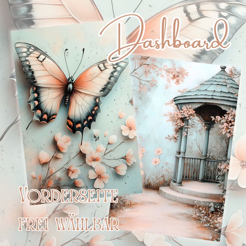 Dashboard Schmetterling rosa mint Deckblatt Trennblatt Budget für den A6 Binder Budgetieren Umschlagmethode