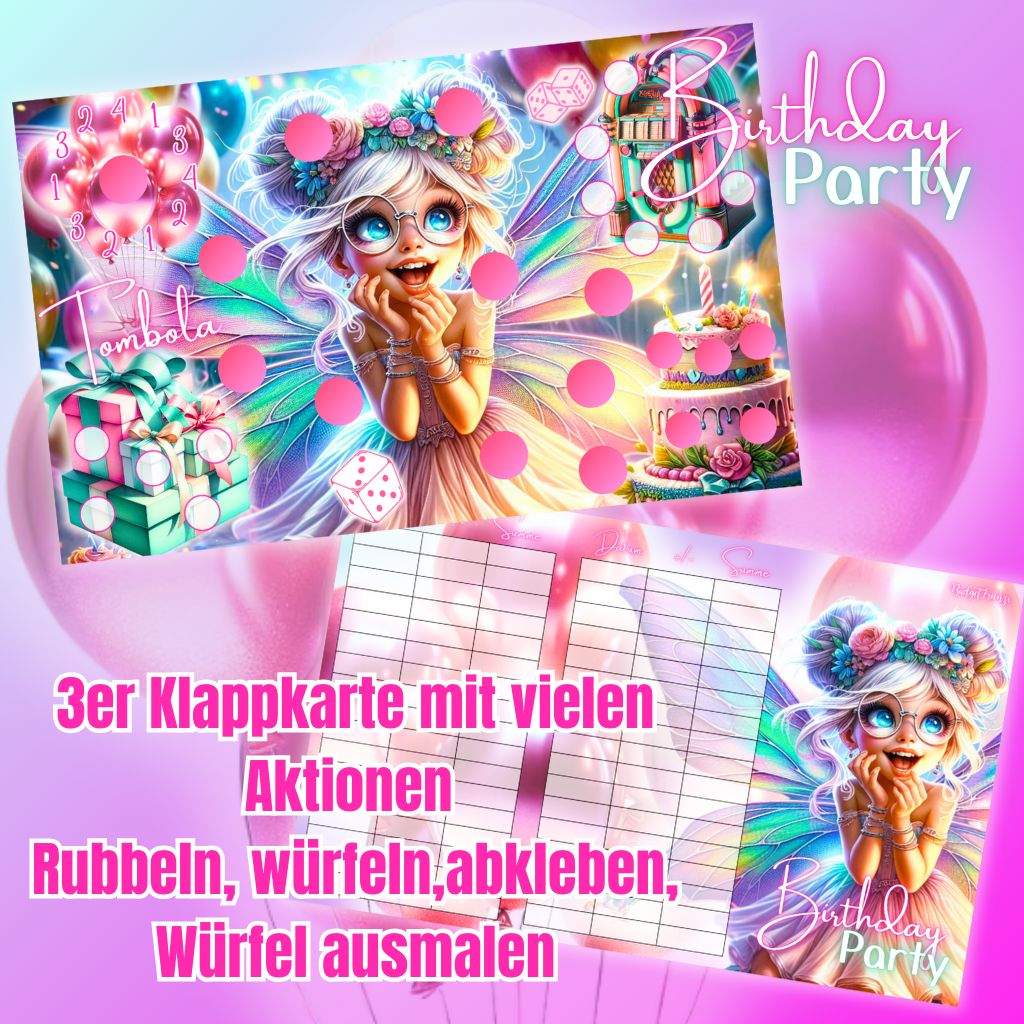 3er Klappkarte Birthday Party  Sparspiel Sparchallenge A6 Binder