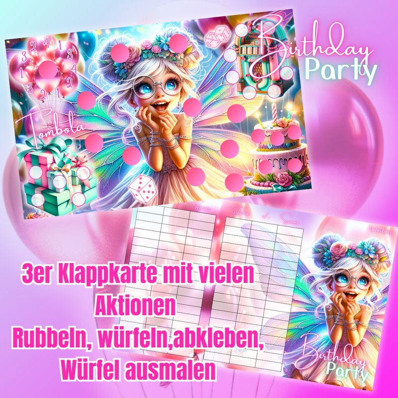 3er Klappkarte Birthday Party  Sparspiel Sparchallenge A6 Binder