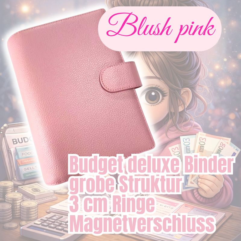 Blush Pink Budget Franzi Deluxe Binder grobe Struktur A6 große Ringe 3cm rosa 