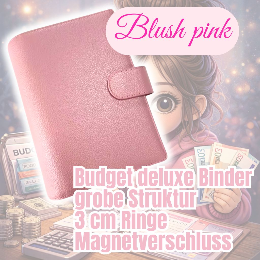 Blush Pink Budget Franzi Deluxe Binder grobe Struktur A6 große Ringe 3cm rosa 