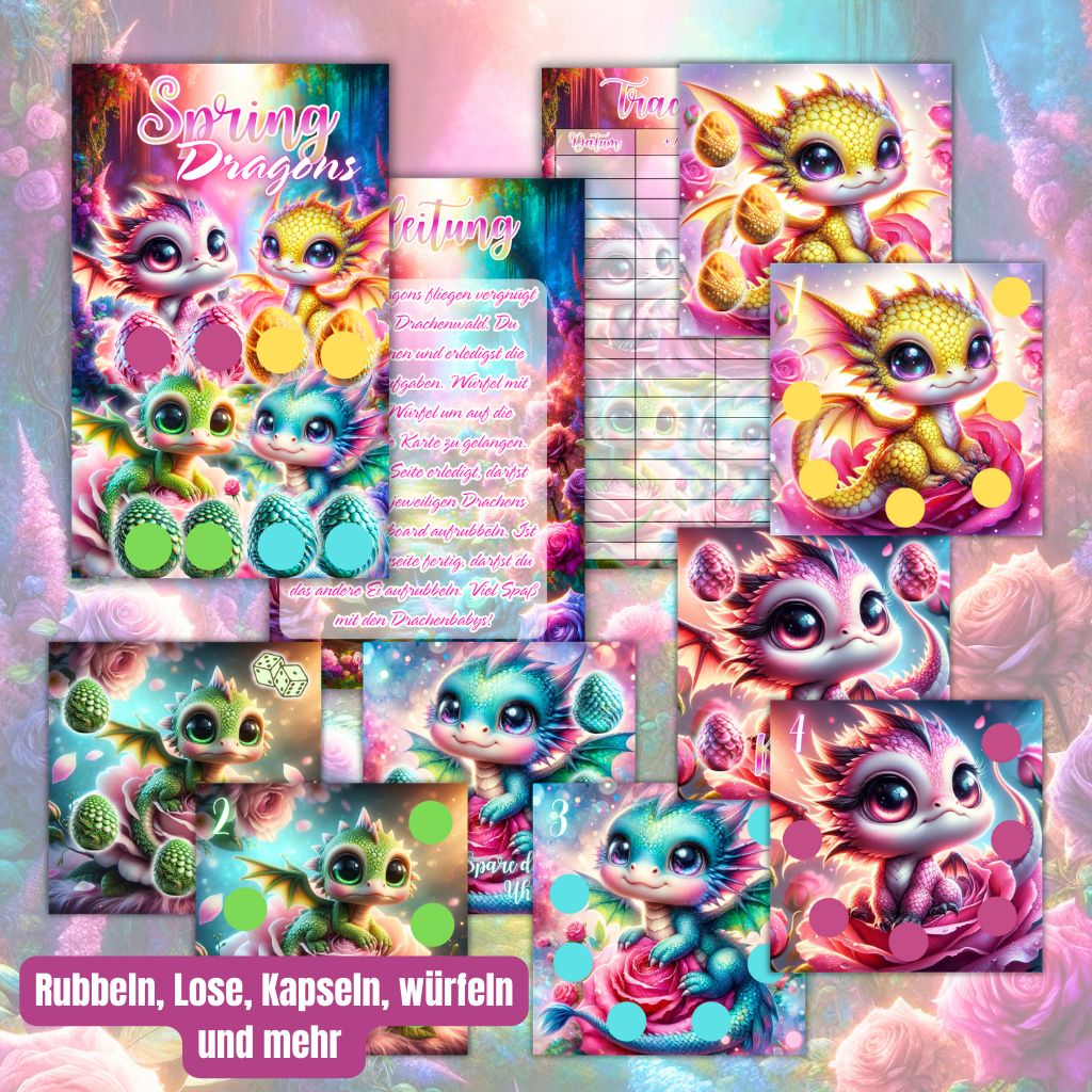 Sparspiel Spring Dragons mit viel Zubehör und Aktionen Budget großes Sparspiel A6 Binder