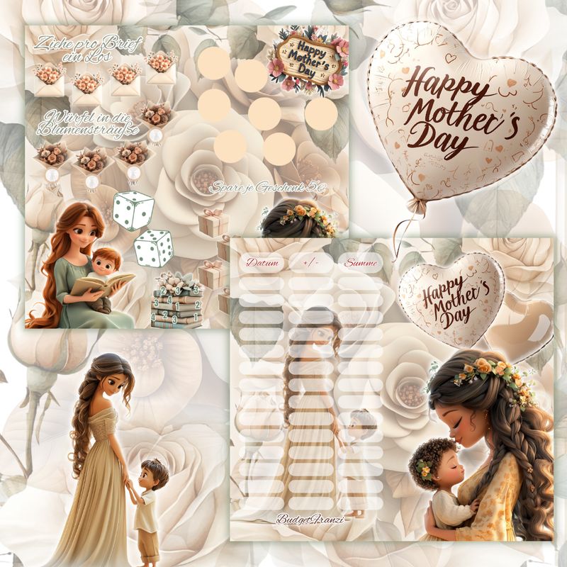 Klappkarte Happy Mothersday Muttertag Sparspiel Sparchallenge A6 Binder