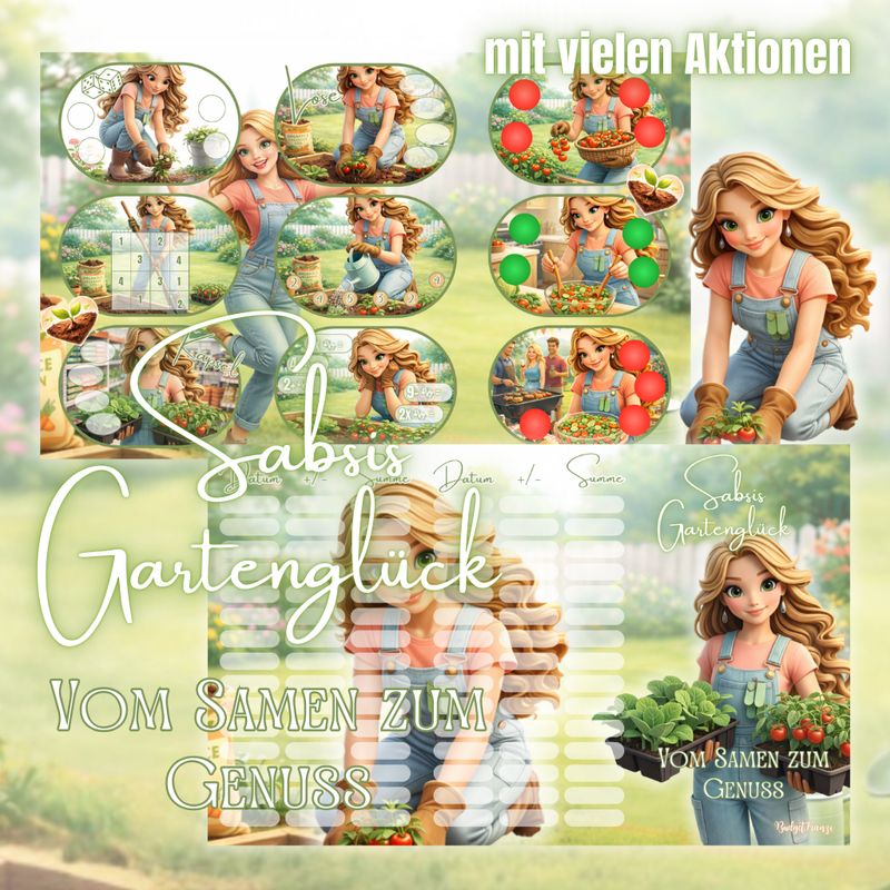 3er Klappkarte Sabsis Gartenglück Sparspiel Sparchallenge A6 Binder