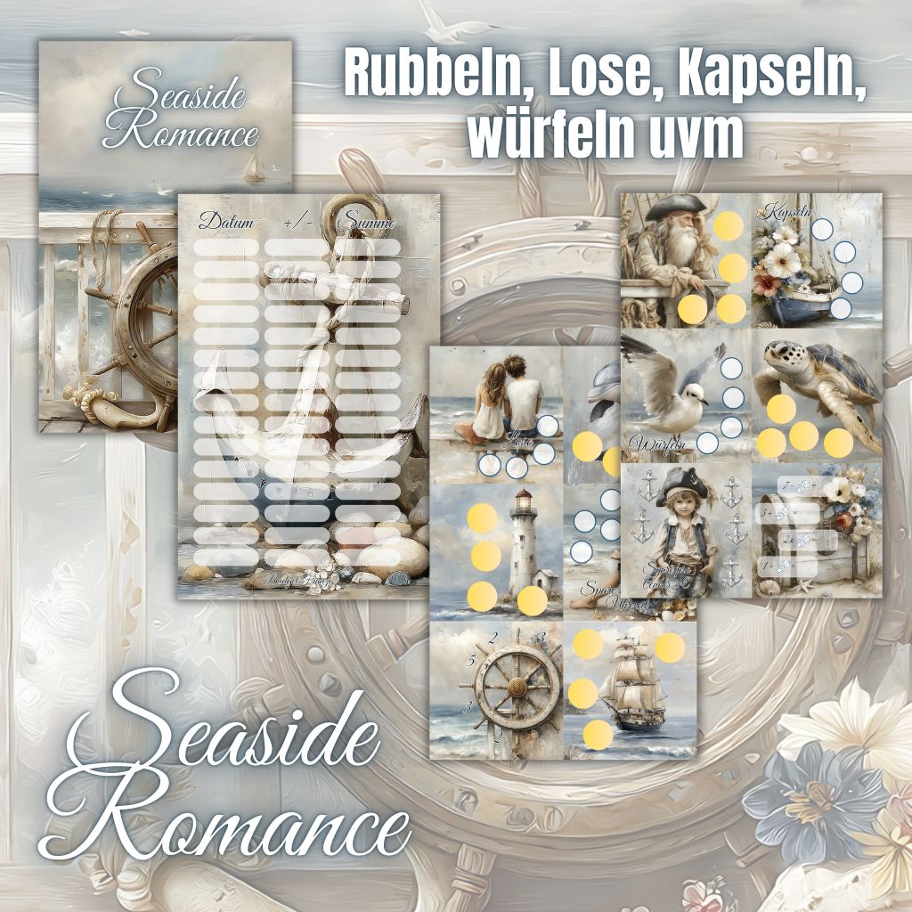Sparchallenge Mini Jahreschallenge Seaside Romance maritim Budget Sparspiel A6 Binder