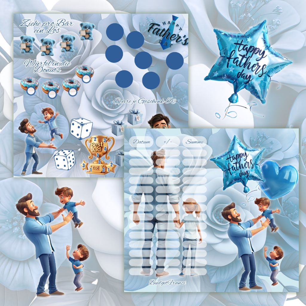 Klappkarte Happy Vathersday Vatertag Sparspiel Sparchallenge A6 Binder