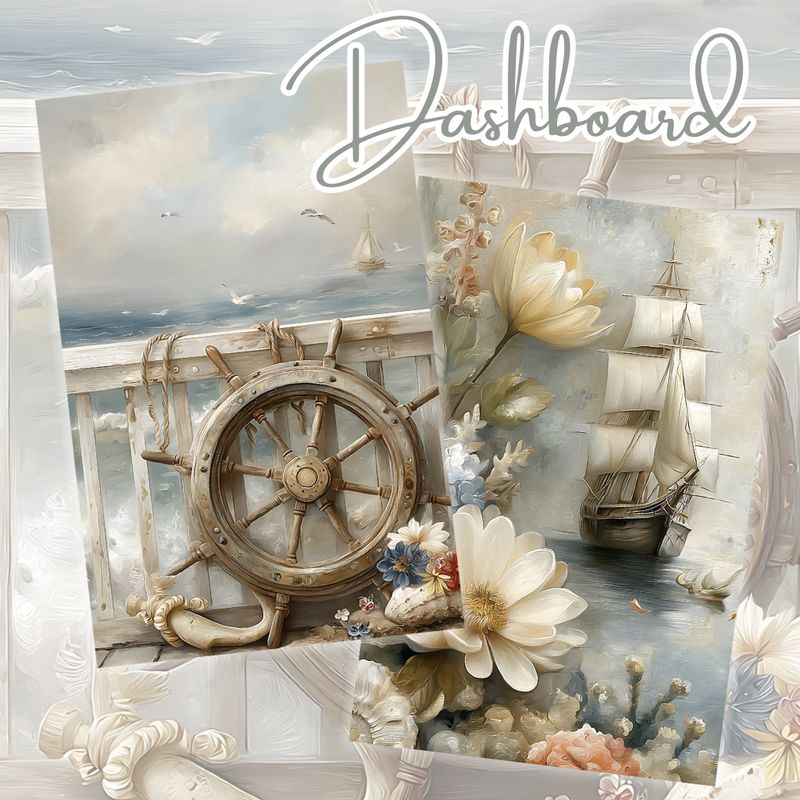 Dashboard maritim Steuerrad/Schiff Deckblatt Trennblatt Budget für den A6 Binder gedruckt mit Tracker Budgetieren Umschlagmethode