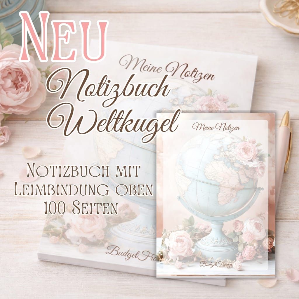 Notizblock 100 Blatt A6 Weltkugel BudgetFranzi