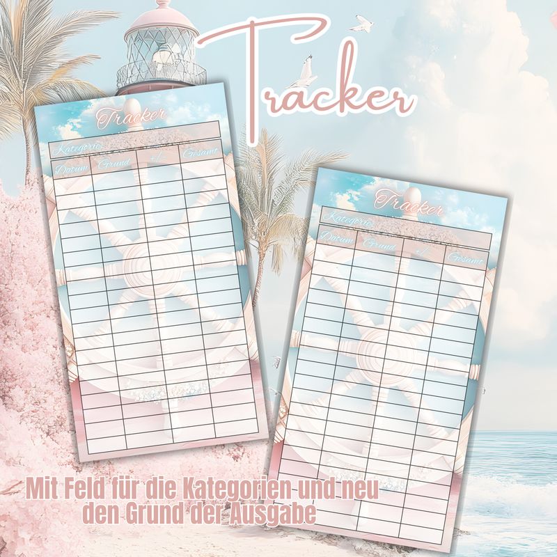 10er Set maritim Steuerrad Budget Tracker A6 Binder beidseitig bedruckt und matt foliert Umschlagmethode
