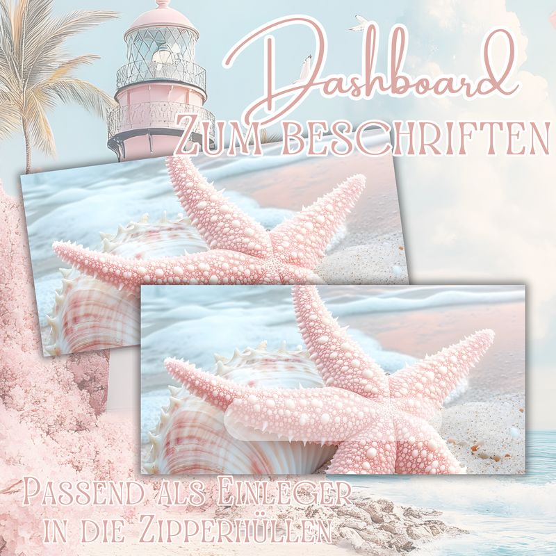 10er Set Dashboard für die Zippertasche maritim Seestern Deckblatt Budget für den A6 Binder gedruckt Budgetieren Umschlagmethode