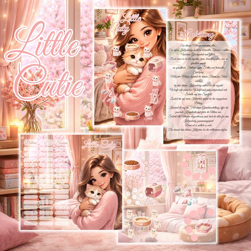 Sparspiel Little Cutie mit viel Zubehör und Aktionen Budget großes Sparspiel A6 Binder