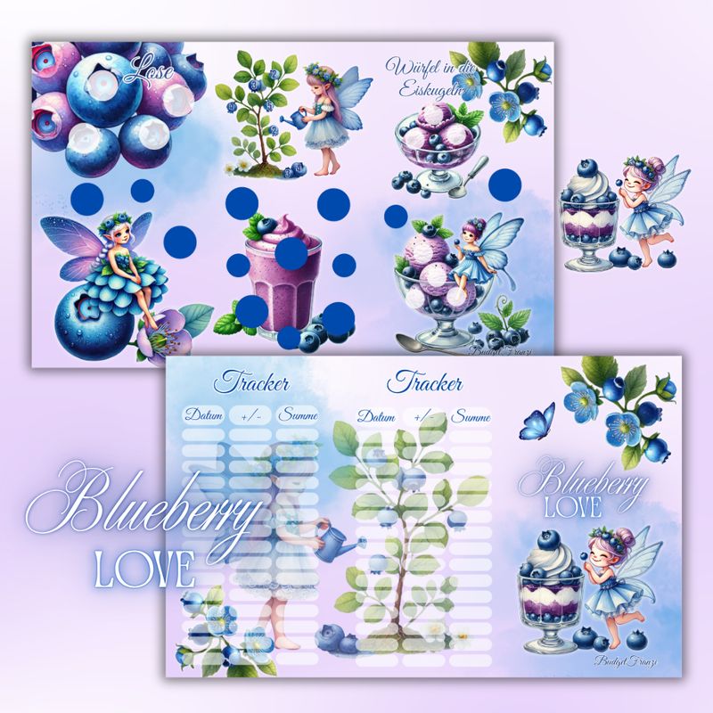 3er Klappkarte Blueberry Love Sparspiel Sparchallenge A6 Binder