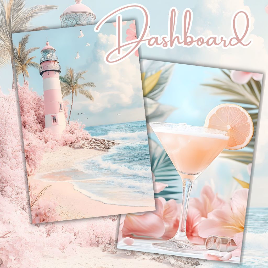 Dashboard maritim Cocktail/Leuchtturm Deckblatt Trennblatt Budget für den A6 Binder gedruckt Budgetieren Umschlagmethode