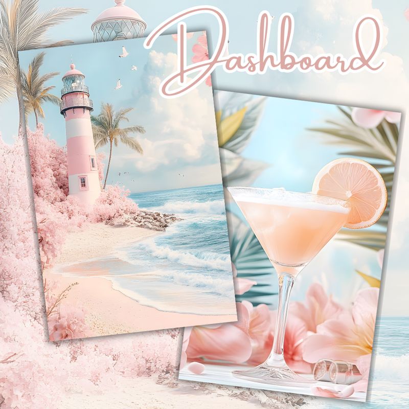 Dashboard maritim Cocktail/Leuchtturm Deckblatt Trennblatt Budget für den A6 Binder gedruckt Budgetieren Umschlagmethode