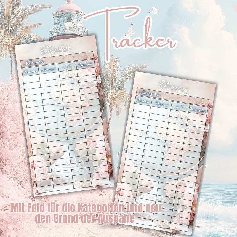 10er Set Weltkugel Budget Tracker A6 Binder beidseitig bedruckt und matt foliert Umschlagmethode