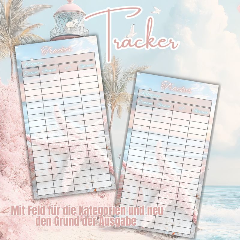 10er Set maritim Seestern Budget Tracker A6 Binder beidseitig bedruckt und matt foliert Umschlagmethode