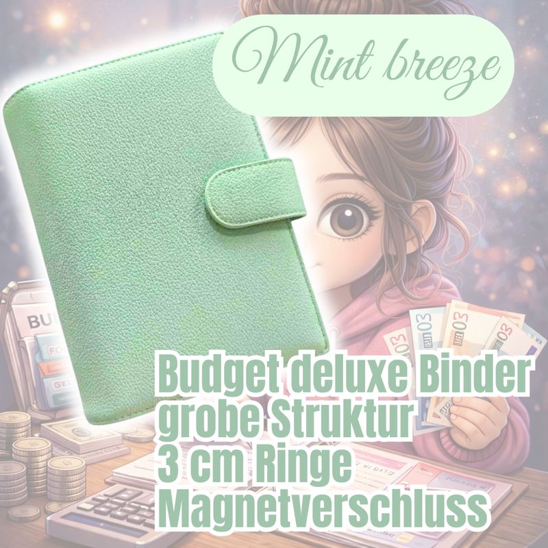 Mint breeze Budget Franzi Deluxe Binder grobe Struktur A6 große Ringe 3cm 