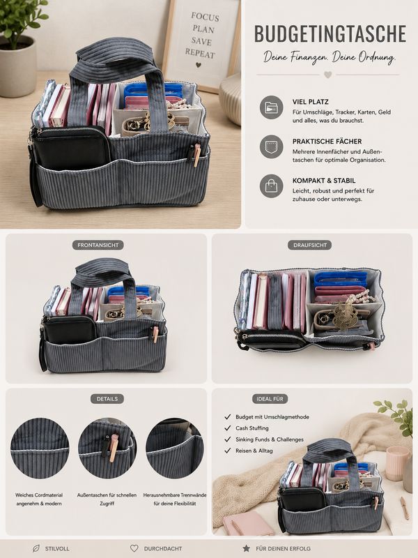 Budgeting Tasche grau Organizer Budget Franzi
